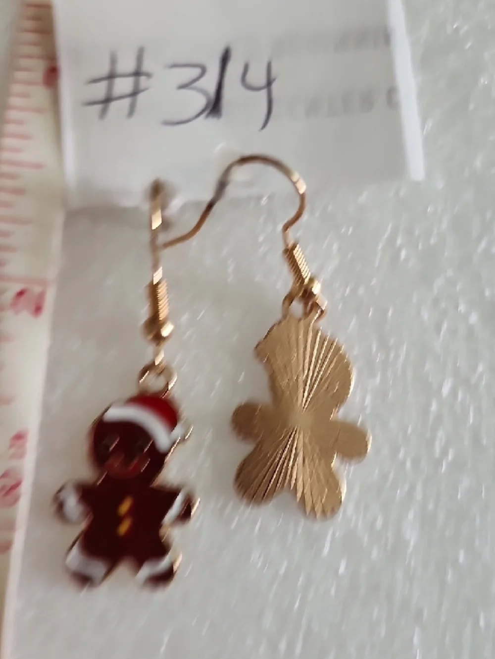 Hand Crafted Red Gingerbread Santa Hat Earrings